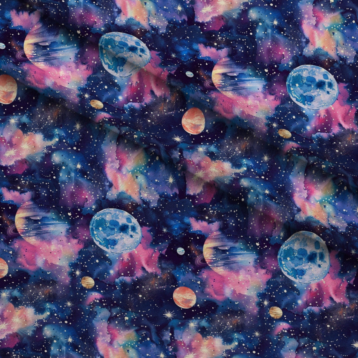 Painted Planets Pattern 3 Minky Fabric