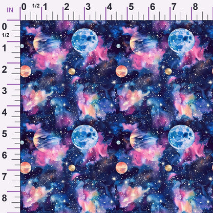 Painted Planets Pattern 3 Minky Fabric