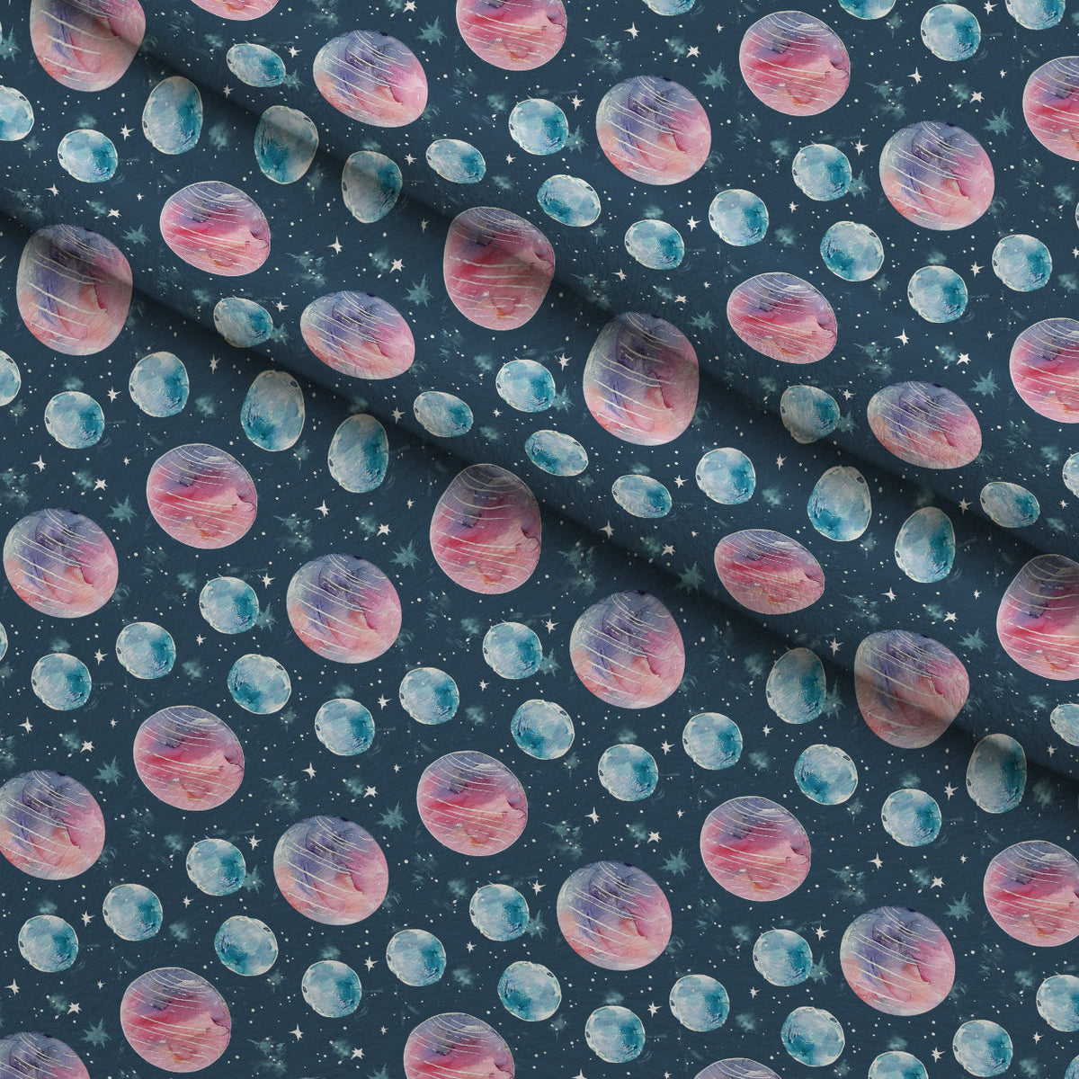 Painted Planets Pattern 4 Minky Fabric