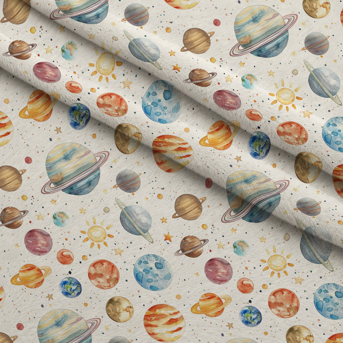 Painted Planets Pattern 9 Minky Fabric