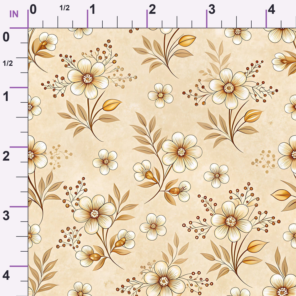 Parchment Blooms Pattern 1 Minky Fabric