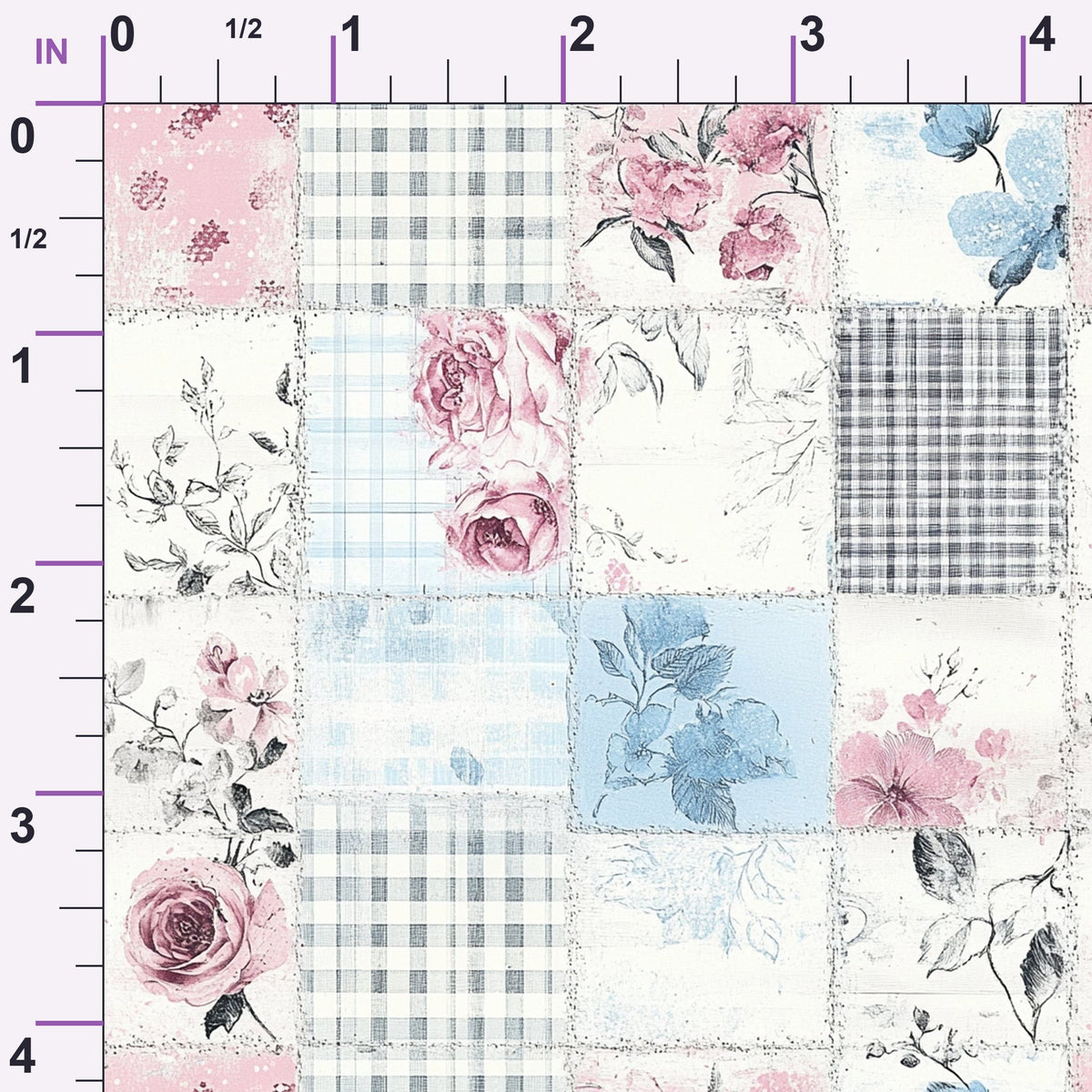 Patchwork Posies Pattern 5 Minky Fabric