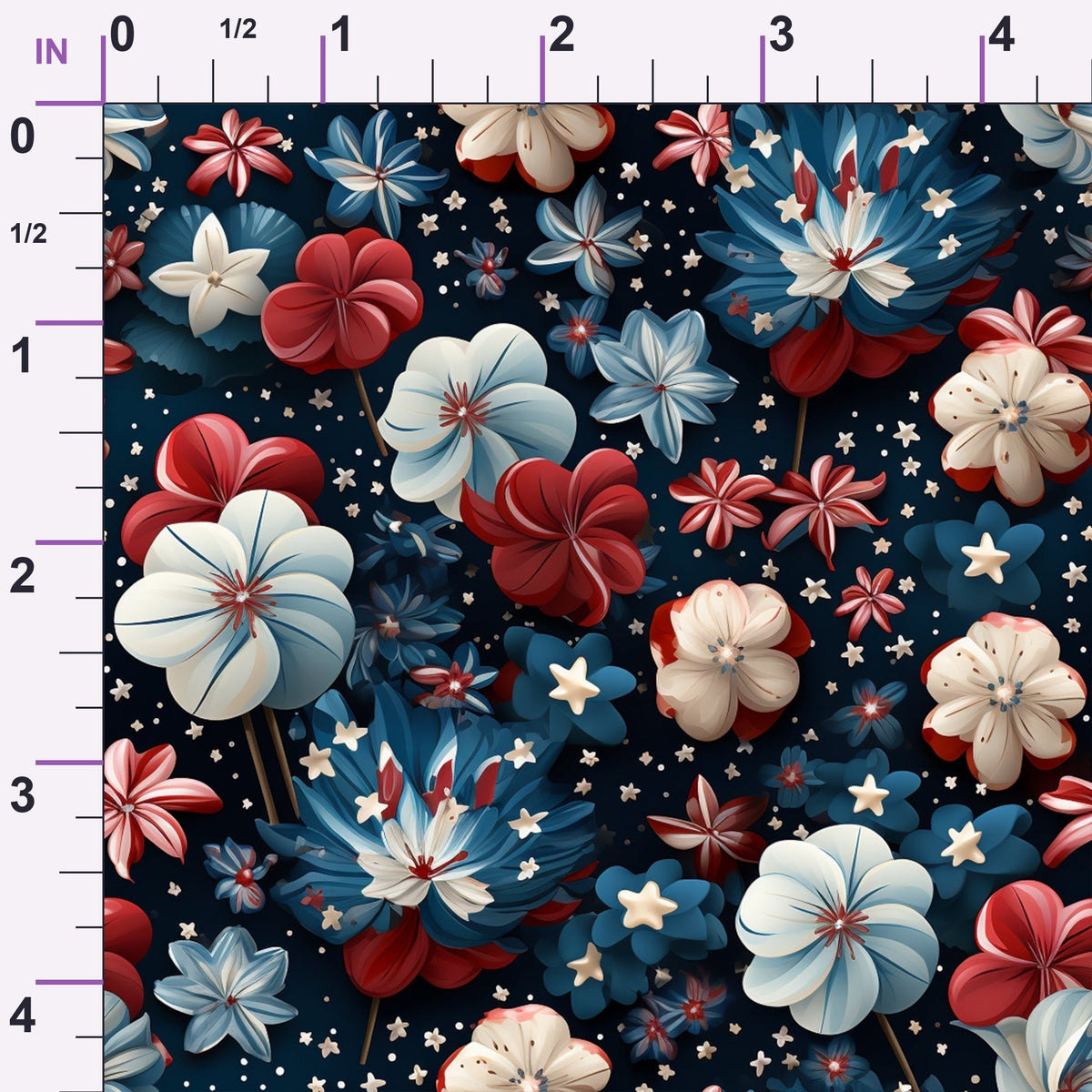 Patriotic Petals Pattern 3 Minky Fabric