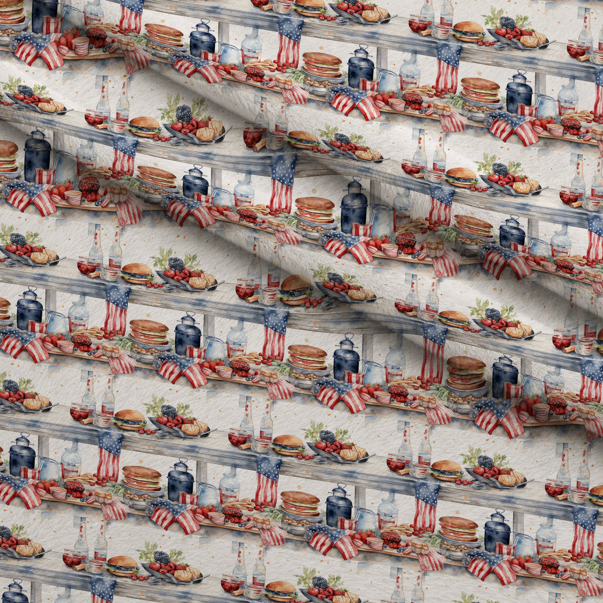 Patriotic Picnic Pattern 2 Minky Fabric