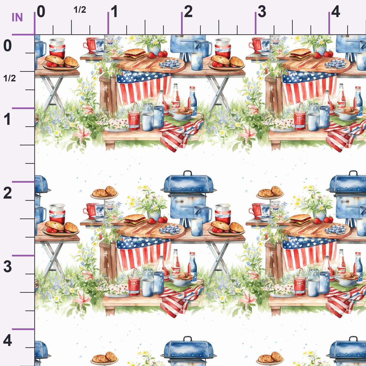 Patriotic Picnic Pattern 4 Minky Fabric