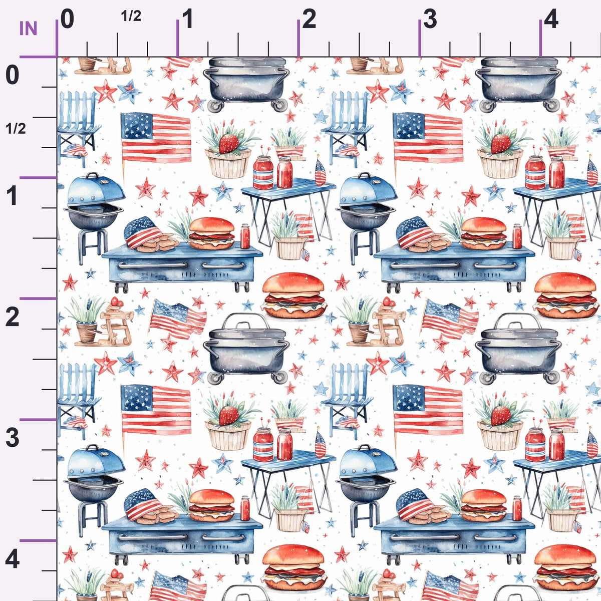 Patriotic Picnic Pattern 7 Minky Fabric