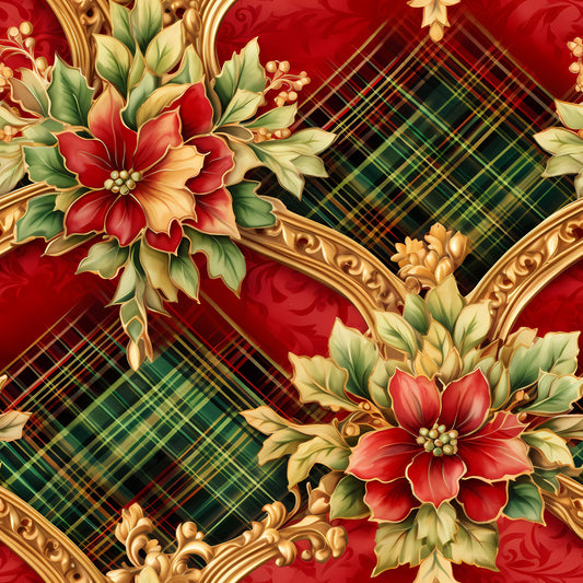 Red Green Gold Christmas Pattern 13 Quilting Cotton Fabric