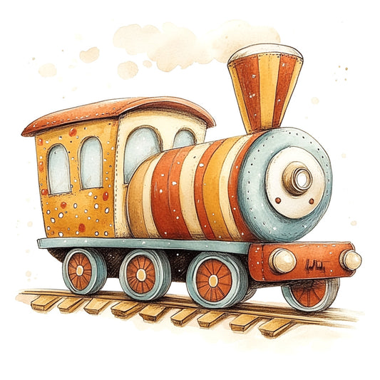 Cute Trains Fabric Panel 5