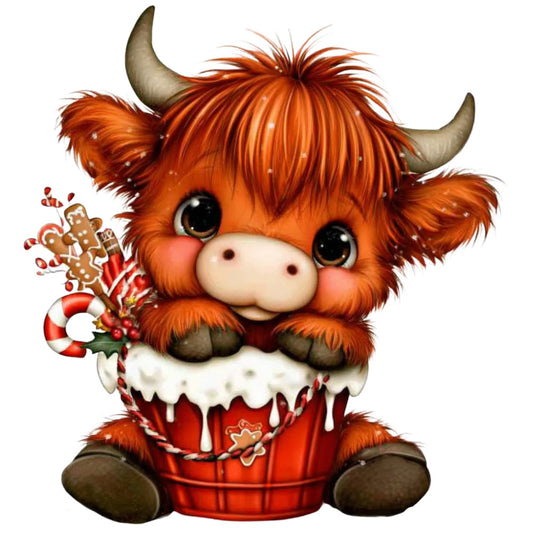 orange, rust, cream, white, red, brown, plaid, holiday, christmas, festive, animals, cattle, highland cow, whimsical, cute, playful, winter, gingerbread, candy cane, snow, tartan, rustic, folk art, decorative, children, novelty, seasonal, festive animals, peppermint