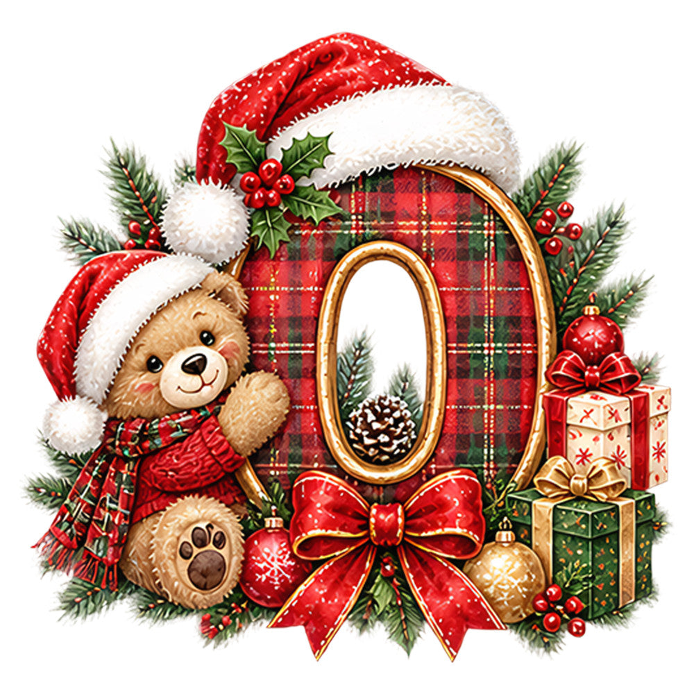 christmas, holiday, teddy bear, plaid, red plaid, tartan, festive, santa hat, pine branches, evergreen, gift boxes, red ribbon, bow, gold accents, ornaments, holly berries, winter, seasonal, traditional, whimsical, cute, children's, nursery, cream, tan, forest green, burgundy red, gold, family-friendly, celebration