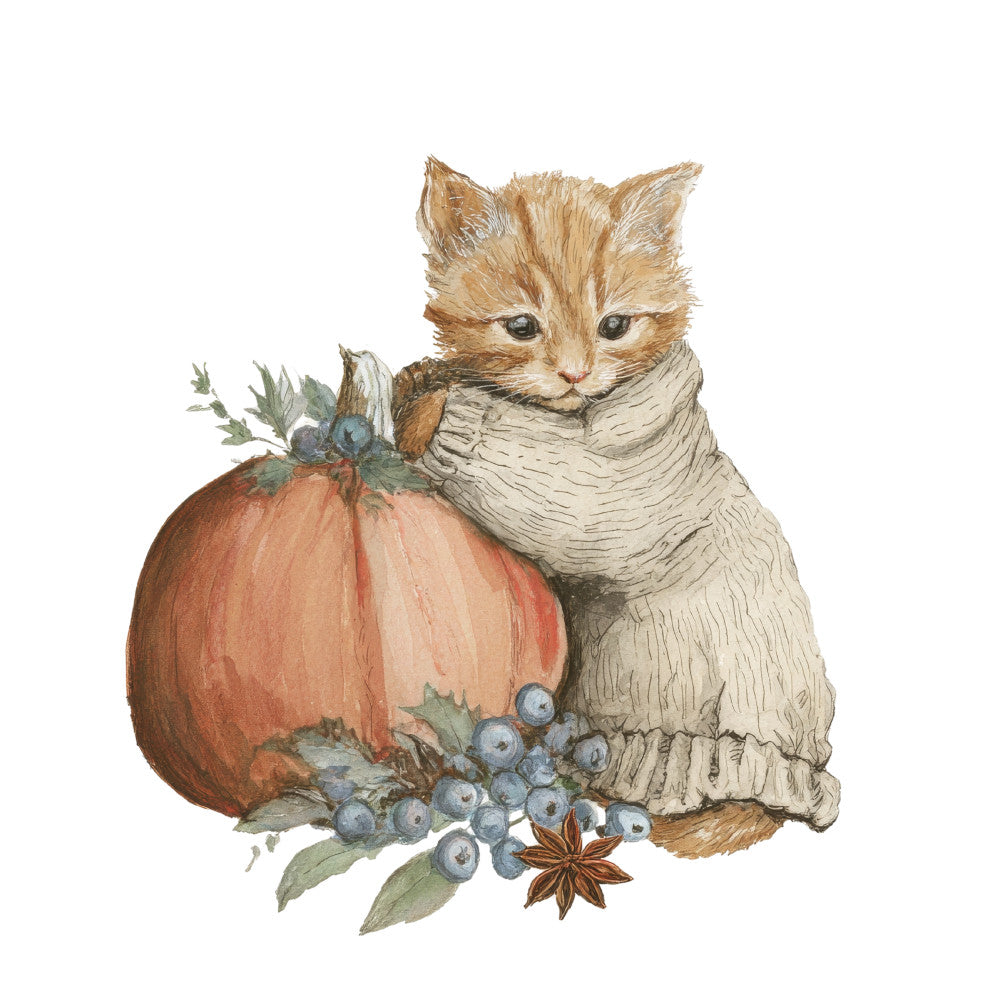 Cozy Autumn Cats Fabric Panel 2