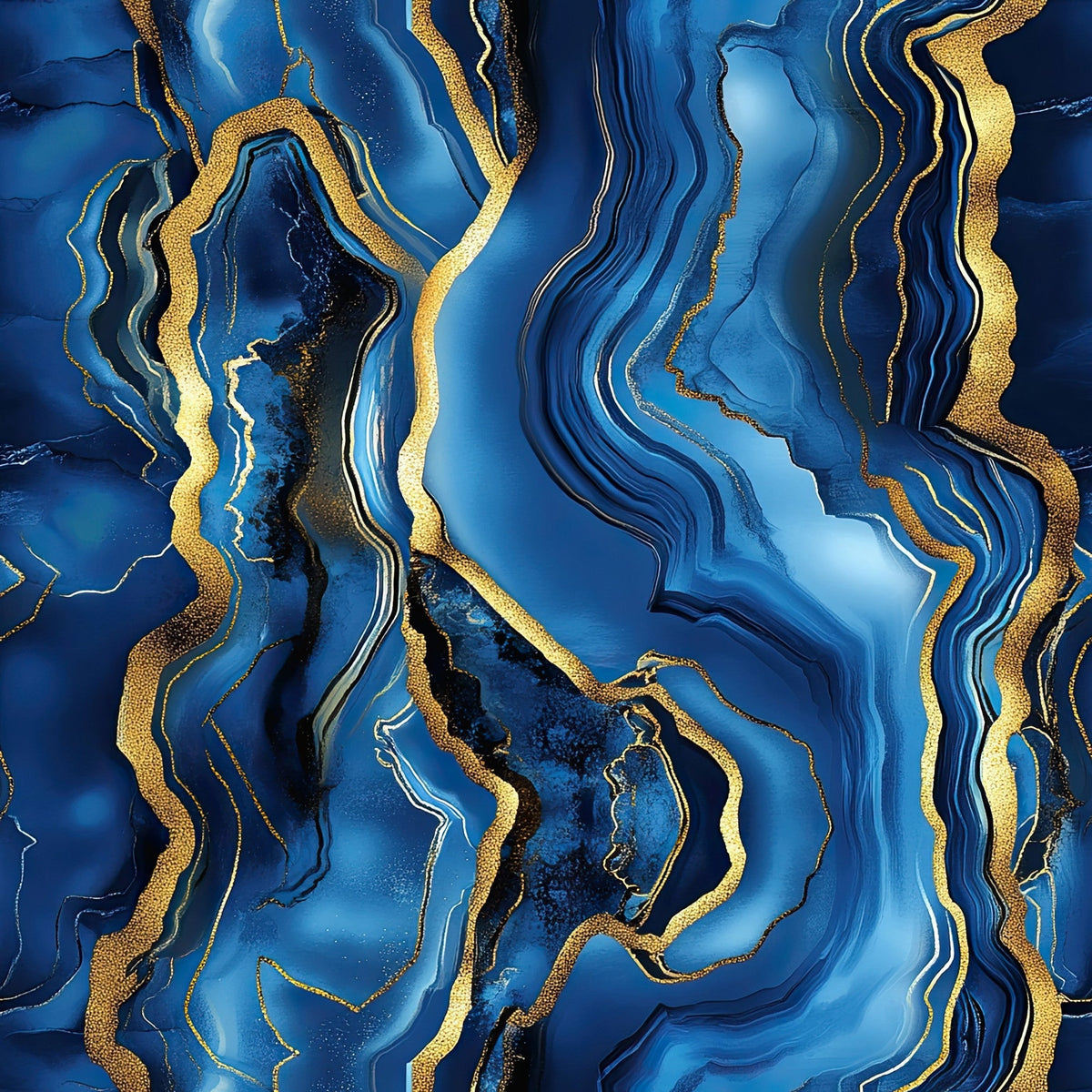 Royal Blue and Gold Agate Pattern 15 Minky Fabric
