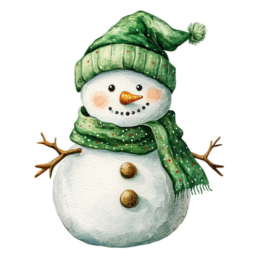Watercolor Christmas Snowman Fabric Panel 25