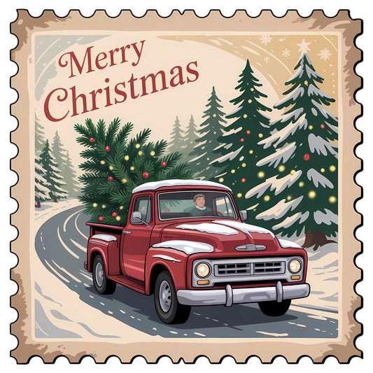 Vintage Christmas Stamps Fabric Panel 51