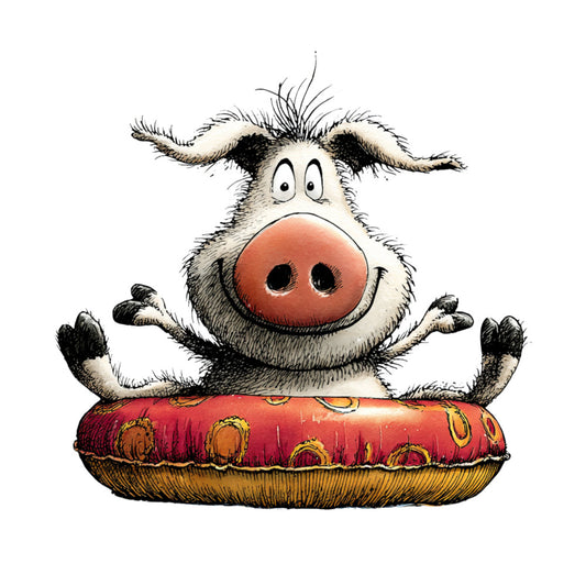 whimsical, cow, farm animals, farmhouse, children's, nursery, cute, playful, red, coral pink, cream, black, tan, brown, gold, character panel, animal lover, rustic, countryside, fun, happy, smiling, inflatable pool floats, summer, kids fabric, cartoon style, cheerful, folk art, playful animals, novelty print