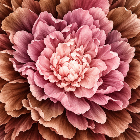 peony, pink peony, dusty rose, blush pink, coral pink, mauve, burgundy, rose, floral, flower, layered petals, botanical, nature, garden, elegant, romantic, vintage, traditional, spring, summer, damask, full bloom, ruffled petals, delicate, feminine, multi-colored, warm tones, brown accents, quilting cotton, home decor