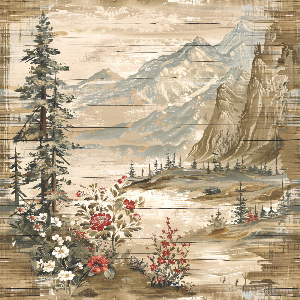 Yellowstone on Rustic Wood Fabric Panel 18