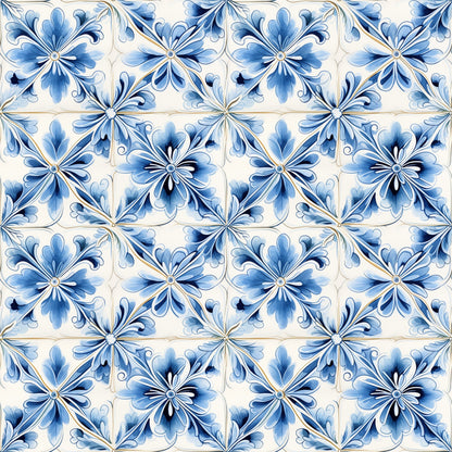 Azulejo Blooms Pattern 4 Minky Fabric