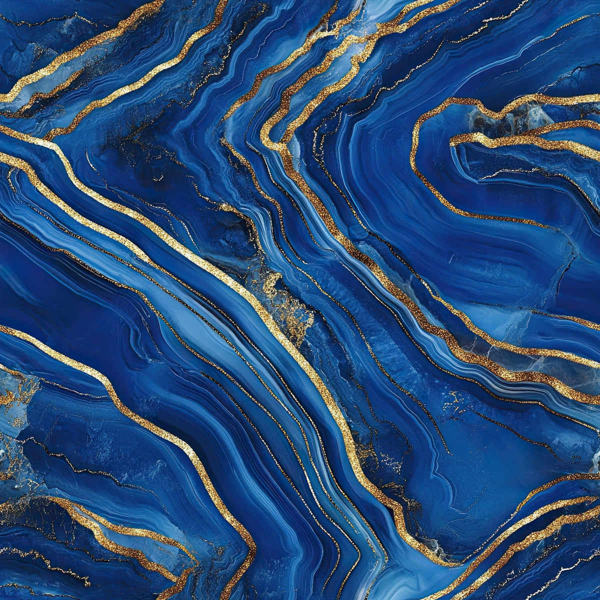 Royal Blue and Gold Agate Pattern 6 Minky Fabric