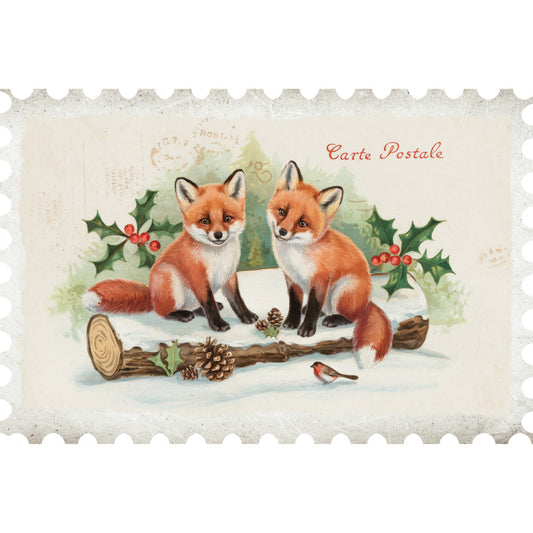 Vintage Christmas Postage Fabric Panel 11