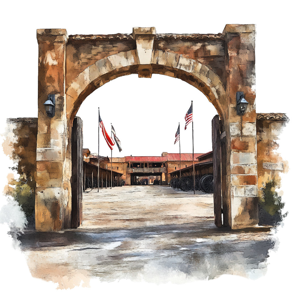 Watercolor Texas Fabric Panel 13