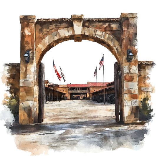 Watercolor Texas Fabric Panel 13