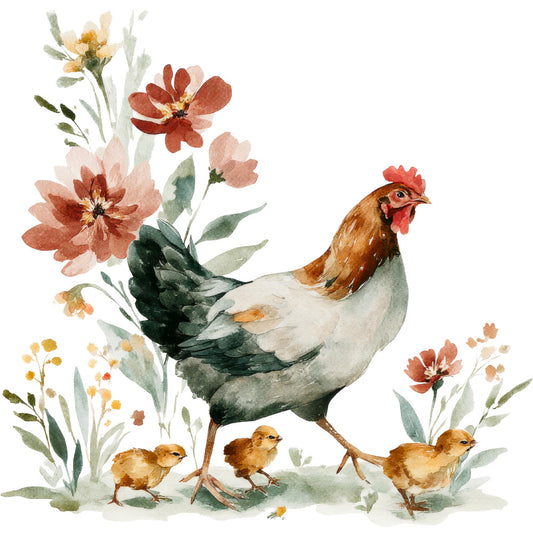 Farmhouse Chicken Decor Fabric Panel 22
