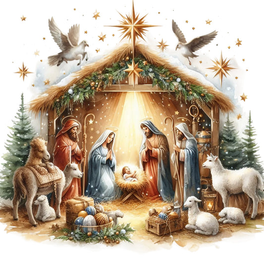 Detailed Christmas Nativity Scene Fabric Panel 16