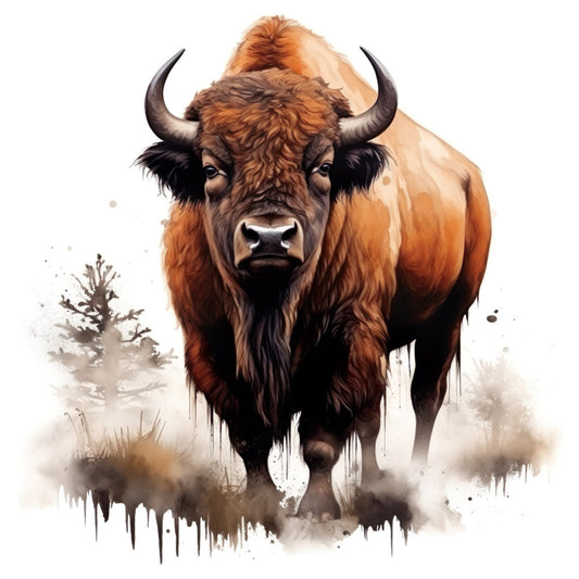 Watercolor Bison Fabric Panel 5