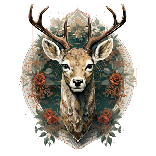Vintage Deer Head Fabric Panel 4
