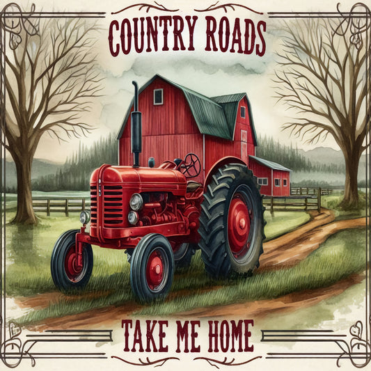 Country Roads Take Me Home Fabric Panel 1