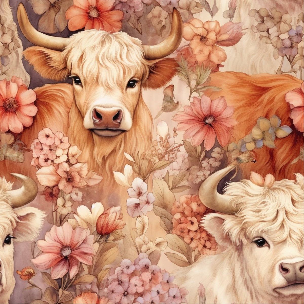 Blooming Bovines Pattern 15 Minky Fabric