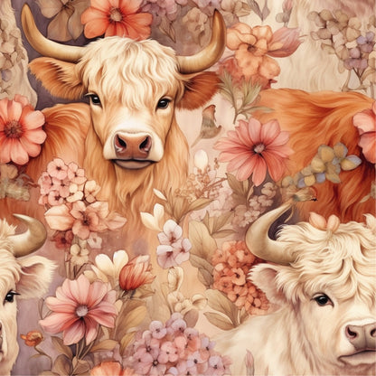 Blooming Bovines Pattern 15 Minky Fabric