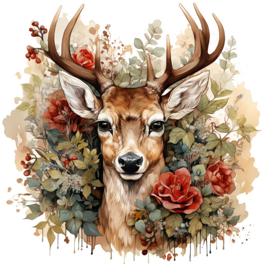 Vintage Deer Head Fabric Panel 9