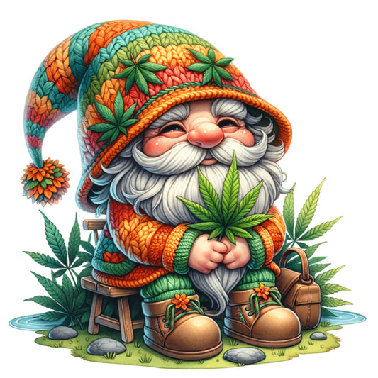 Cannabis Garden Gnomes Fabric Panel 4