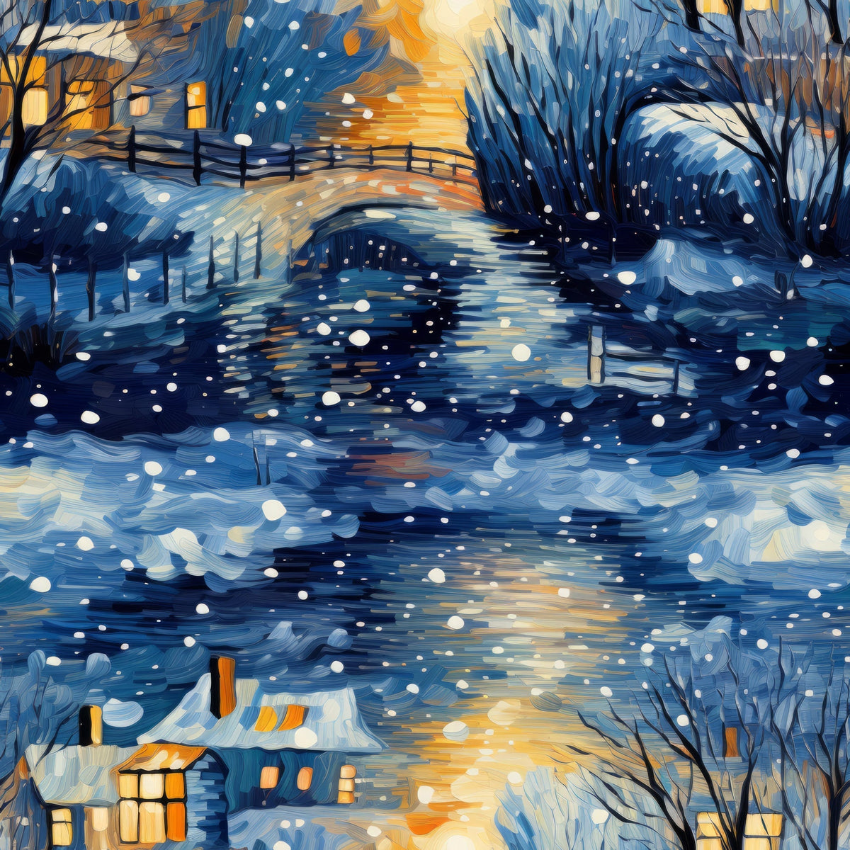 Golden Snowfall Pattern 19 Minky Fabric