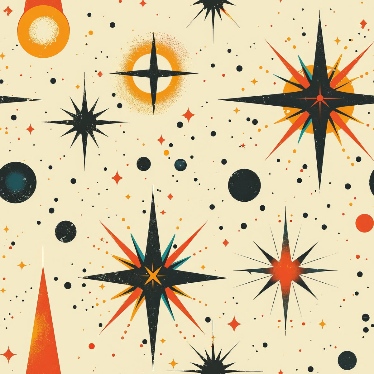 Midcentury Cosmos Pattern 17 Minky Fabric
