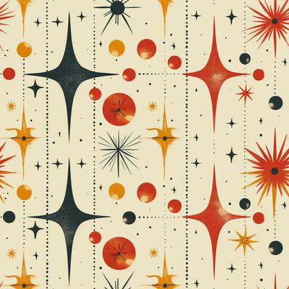Midcentury Cosmos Pattern 4 Minky Fabric