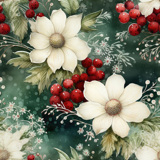Christmas Florals Pattern 15 Quilting Cotton Fabric