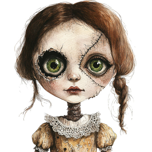 Creepy Dolls Fabric Panel 6