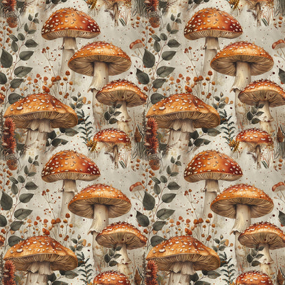 Retro Mushroom Botanical Pattern 8 Quilting Cotton Fabric