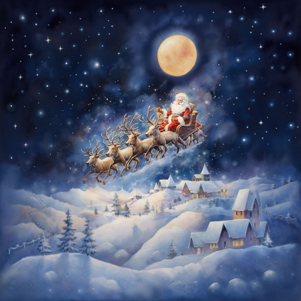 Santa Claus Flying Fabric Panel 10