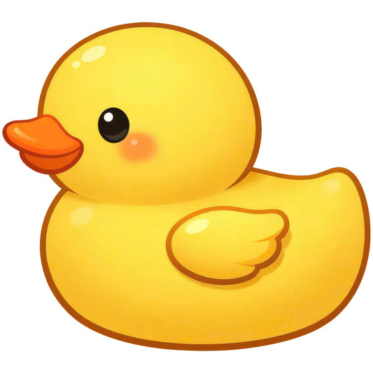 bright yellow, golden yellow, orange, cute duck, rubber duck, animal, whimsical, playful, baby, nursery, children's, kids, bath time, toy, wing detail, beak, cheerful, happy, smile, spring, summer, baby quilt, wall hanging, crib bedding, apparel, adorable, kawaii style, illustration, cartoon, fun
