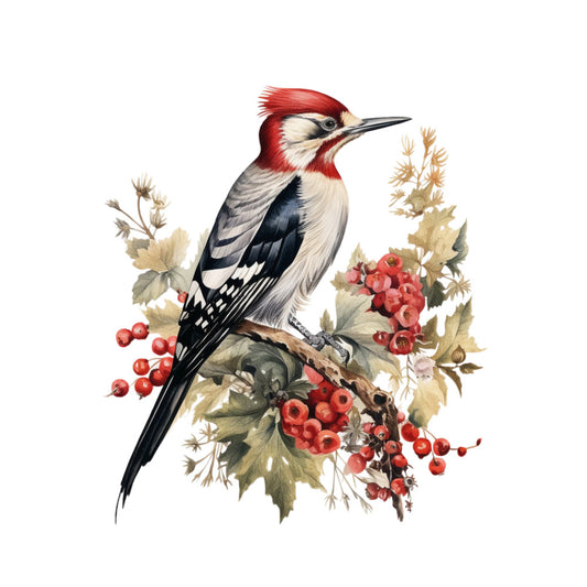 Winter Birds on Branches Fabric Panel 12
