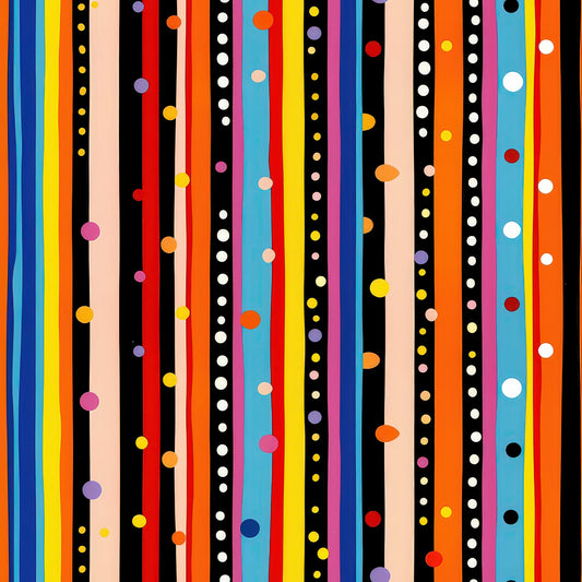Colorful Stripes and Dots Pattern 3 Quilting Cotton Fabric