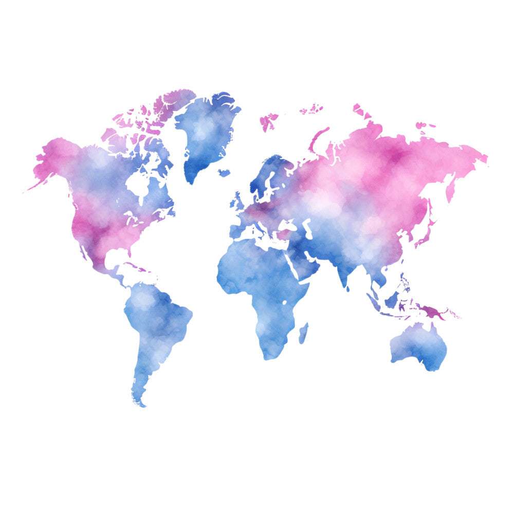 Colorful World Map Fabric Panel 14