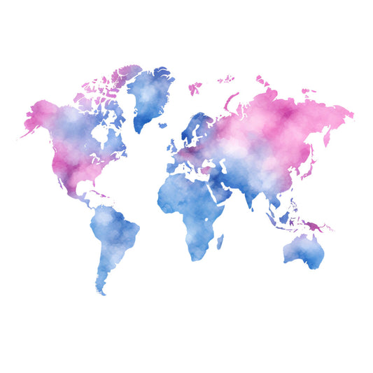 Colorful World Map Fabric Panel 14