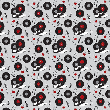 50s Black and Red Diner Pattern 15 Quilting Cotton Fabric