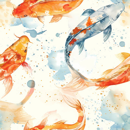 Painted Koi Pattern 13 Minky Fabric