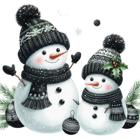 Black Hat Snowmen Fabric Panel 8